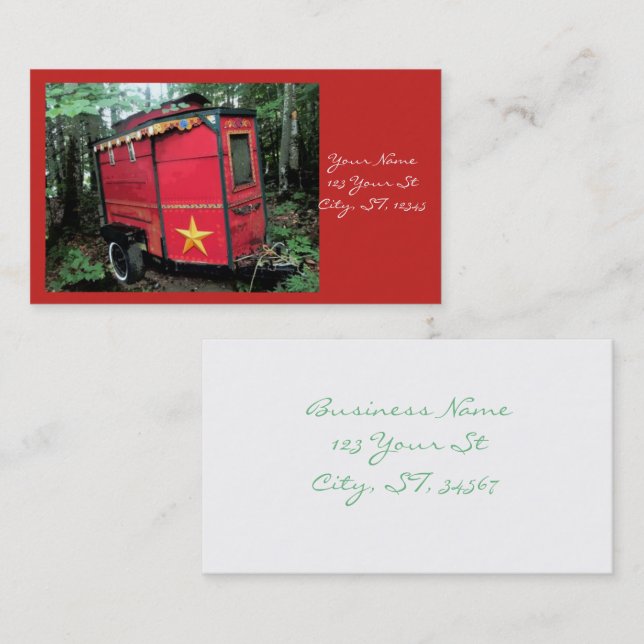 Customised Red Gypsy tiny caravan Business Card (Front/Back)