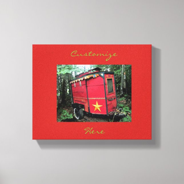 Customised Red Gypsy tiny caravan Canvas Print (Front)