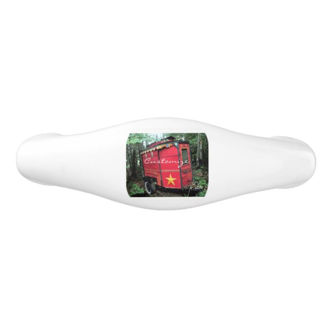 Customised Red Gypsy tiny caravan Ceramic Drawer Pull (Front)