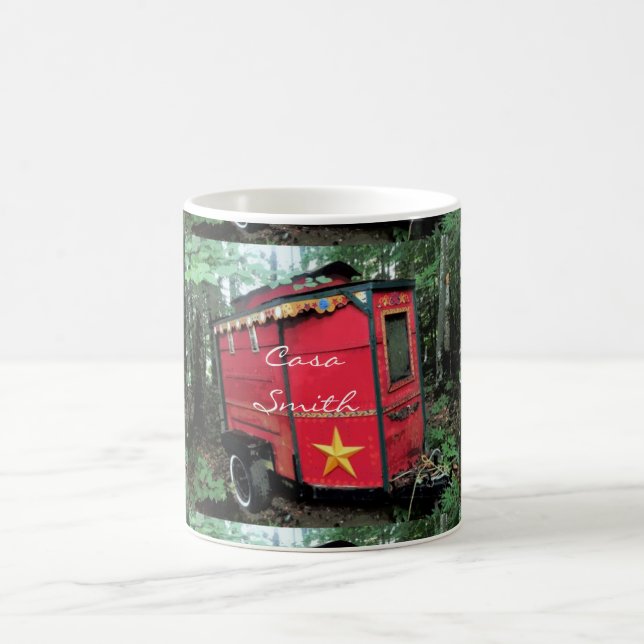 Customised Red Gypsy tiny caravan Coffee Mug (Center)
