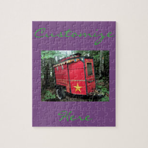Customised Red Gypsy tiny caravan Jigsaw Puzzle