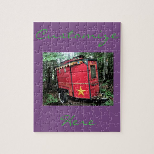 Customised Red Gypsy tiny caravan Jigsaw Puzzle (Vertical)