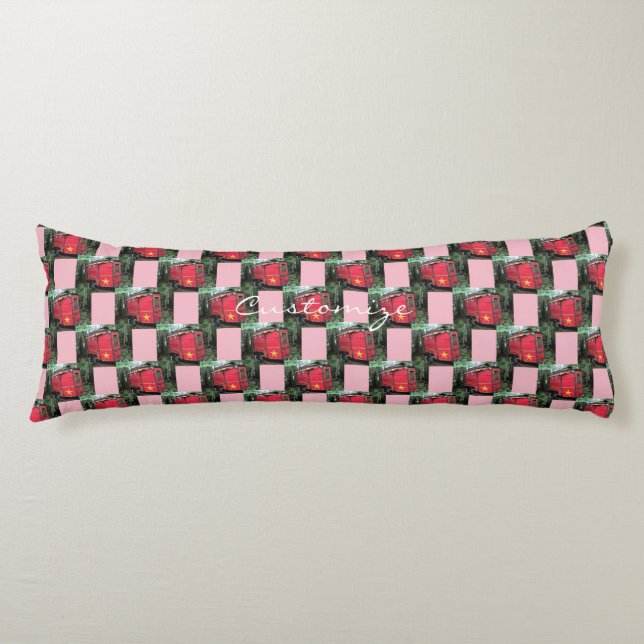 Customised Red Gypsy tiny caravan On caravan Body Cushion (Front)