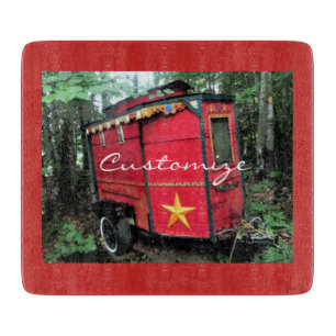 Customised Red Gypsy tiny caravan On caravan Cutting Board