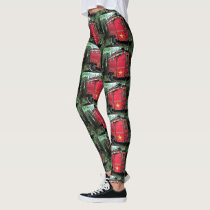 Customised Red Gypsy tiny caravan On caravan Leggings