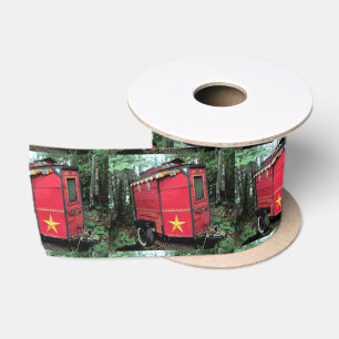 Customised Red Gypsy tiny caravan On caravan Satin Ribbon