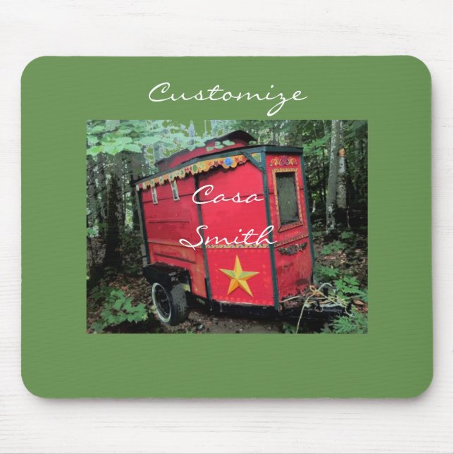 Customised Red Gypsy tiny caravan Thunder_Cove Mouse Mat (Front)