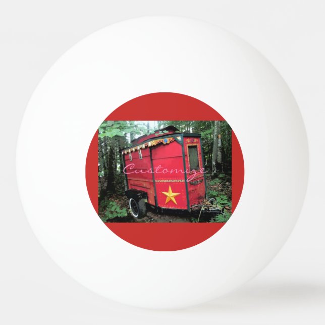 Customised Red Gypsy tiny caravan Thunder_Cove Ping Pong Ball (Front)