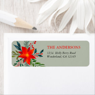 Customised Red Poinsettia Merry Christmas