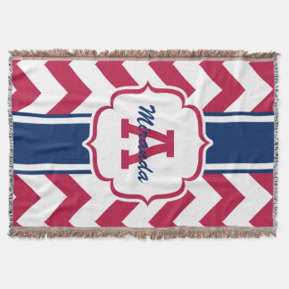 Customised Red White Blue Chevron Print Throw Blanket