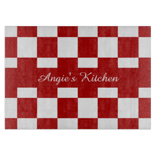 Customised Red & White Chequerboard Kitchen Gadget Cutting Board