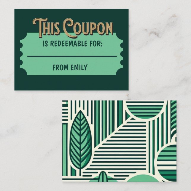 Customised Redeemable Ticket Gift Idea Coupon Card (Front/Back)
