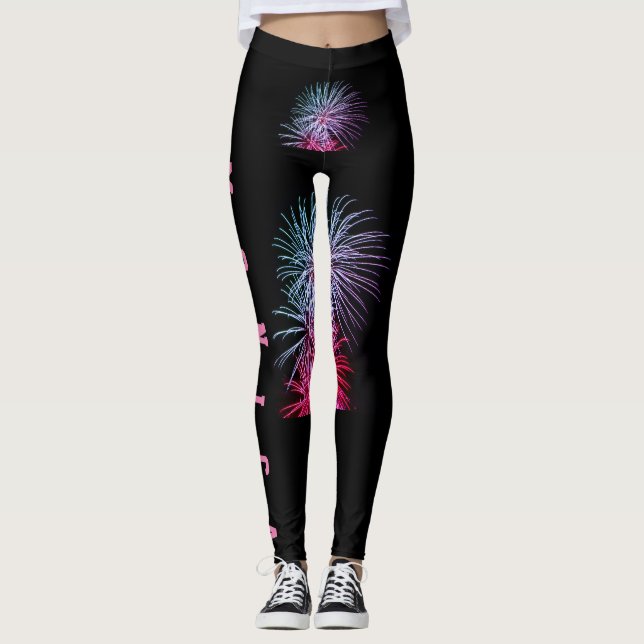Customised Repeating Name Black Leggings (Front)