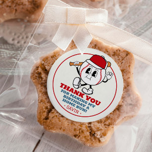 Customised Retro Baseball Birthday Party Thank You Classic Round Sticker