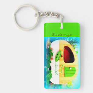 Customised retro camper casa key ring