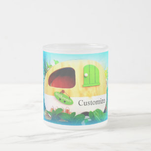 Customised Retro gypsy Vintage camper Thunder_Cove Frosted Glass Coffee Mug