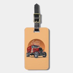 Customised retro race car concept luggage tag