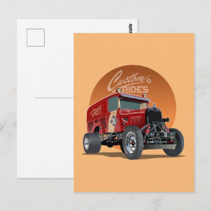 Customised retro race car concept postcard