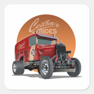 Customised retro race car concept square sticker