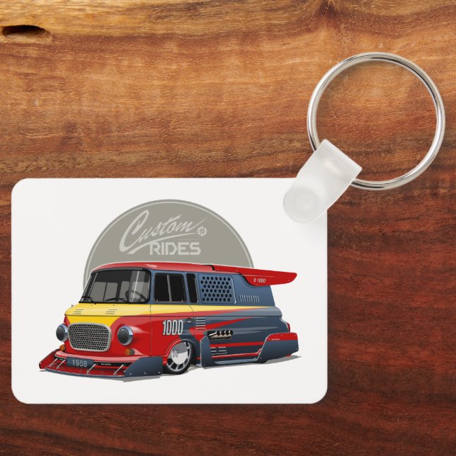 Customised retro race van concept key ring (Front)