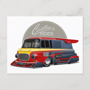 Customised retro race van concept postcard