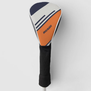 Customised Retro Stripes in  Blue Orange  Golf Head Cover