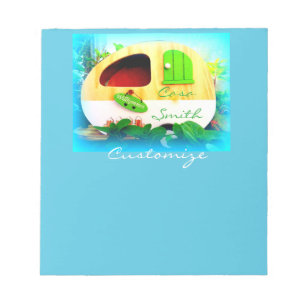 Customised Retro Vintage camper blue Notepad