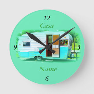 Customised Retro Vintage camper caravan Round Clock