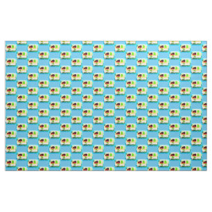 Customised Retro Vintage camper pattern blue Fabric