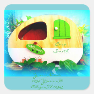 Customised Retro Vintage camper Square Sticker