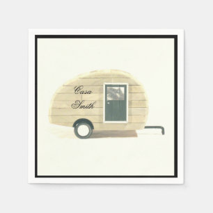 Customised Retro Vintage teardrop camper Napkin