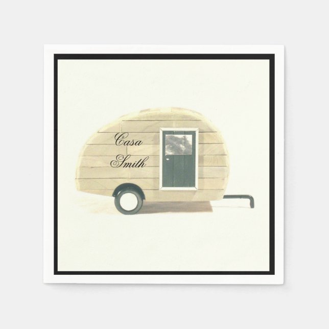 Customised Retro Vintage teardrop camper Napkin (Front)