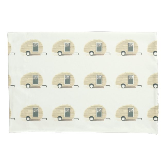 Customised Retro Vintage teardrop camper Pillowcase (Front)