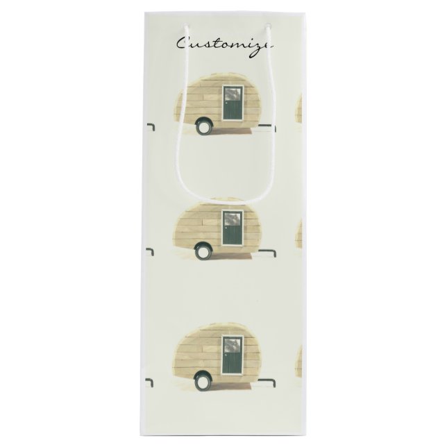 Customised Retro Vintage teardrop camper Wine Gift Bag (Front)
