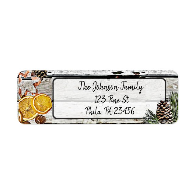 Customised Rustic Christmas Holiday Address Labels (Front)