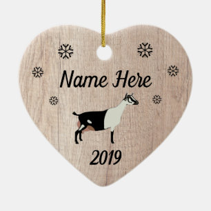 Customised Rustic Cou Blanc Dairy Goat Ceramic Tree Decoration