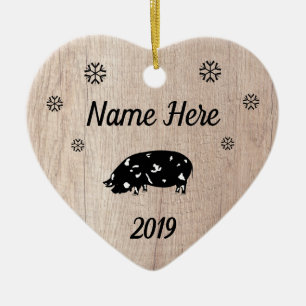 Customised Rustic KuneKune Pig Ceramic Tree Decoration