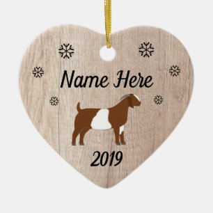 Customised Rustic Paint Boer Goat Ceramic Tree Decoration