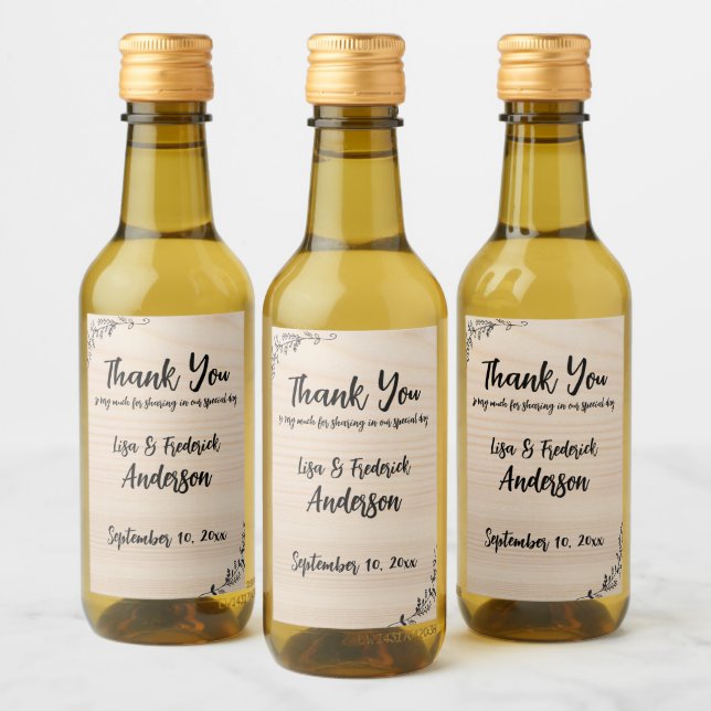 Customised Rustic Thank You from Couple  Wine Label (Bottles)