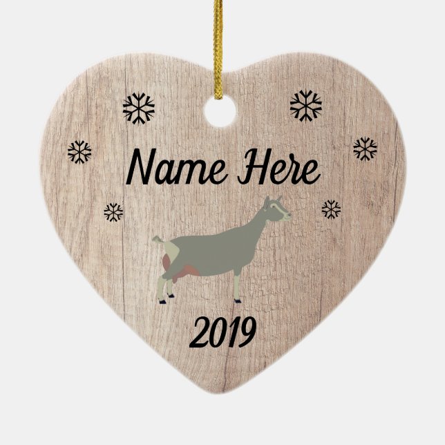 Customised Rustic Toggenburg Dairy Goat Ceramic Tree Decoration (Back)