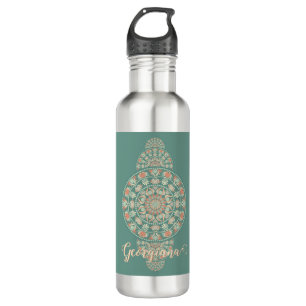 Customised Sage & Sand Retro Ornamental Mandala 710 Ml Water Bottle