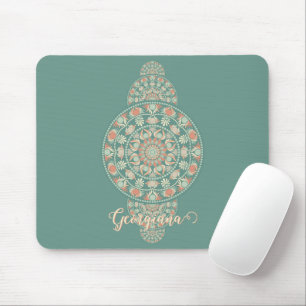 Customised Sage & Sand Retro Ornamental Mandala Mouse Mat