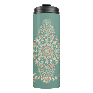 Customised Sage & Sand Retro Ornamental Mandala Thermal Tumbler