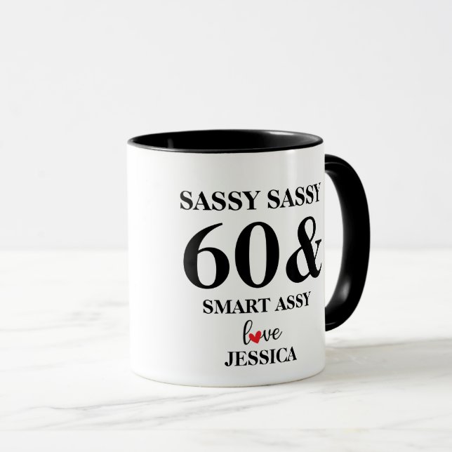 Customised Sassy Sixty Funny Birthday Gift Mug (Front Right)