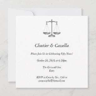 Customised Scales of Justice Invitation