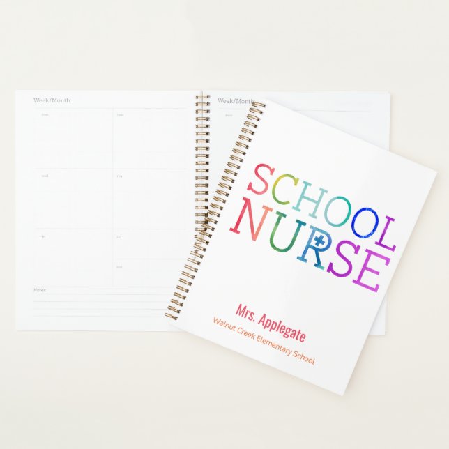 Customised School Nurse Rainbow Watercolor Planner (Display)