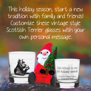 Customised Scotty Dog Christmas Rocks Whiskey Glass