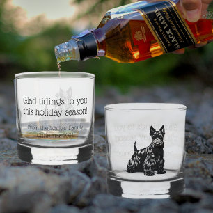 Customised Scotty Dog Christmas Rocks Whiskey Glass