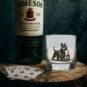 Customised Scotty Dog Christmas Whiskey Rocks Glass