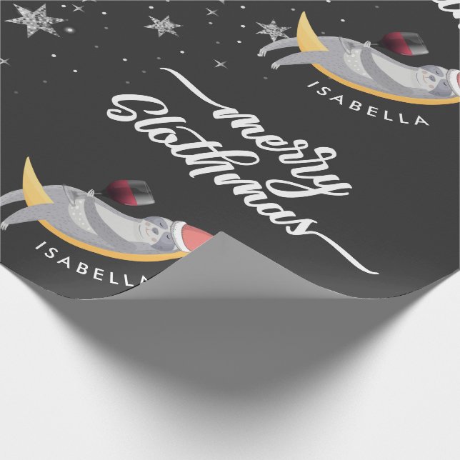 Customised Sloth Merry Christmas Holiday Gift Wrapping Paper (Corner)